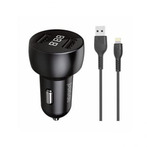 Porodo 3.4A Car Charger with PVC Lightning Cable