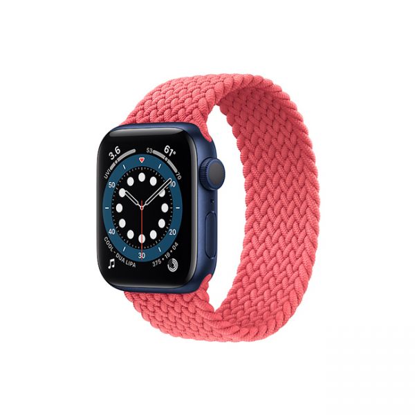 Apple-Watch-Series-6-42MM-Blue-Aluminum-GPS---Braided-Solo-Loop-Pink-Punch