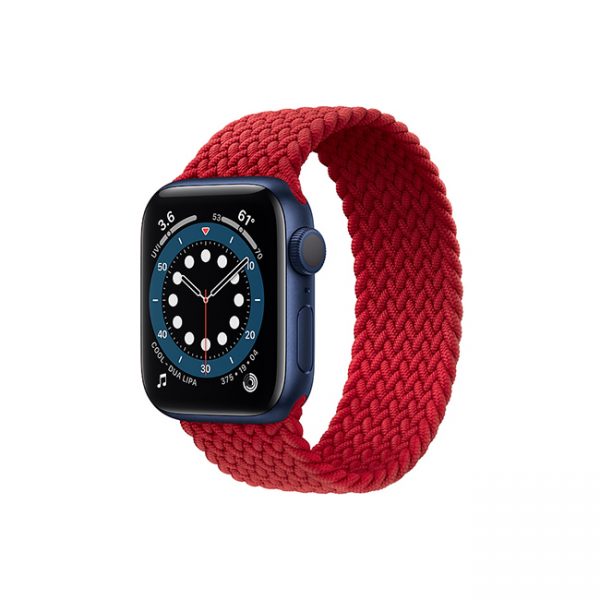 Apple-Watch-Series-6-42MM-Blue-Aluminum-GPS---Braided-Solo-Loop-Pink-Punch-Red