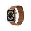 Apple-Watch-Series-6-42MM-Gold-Stainless-Steel-GPS-+-Cellular---Leather-Loop-saddle-brown