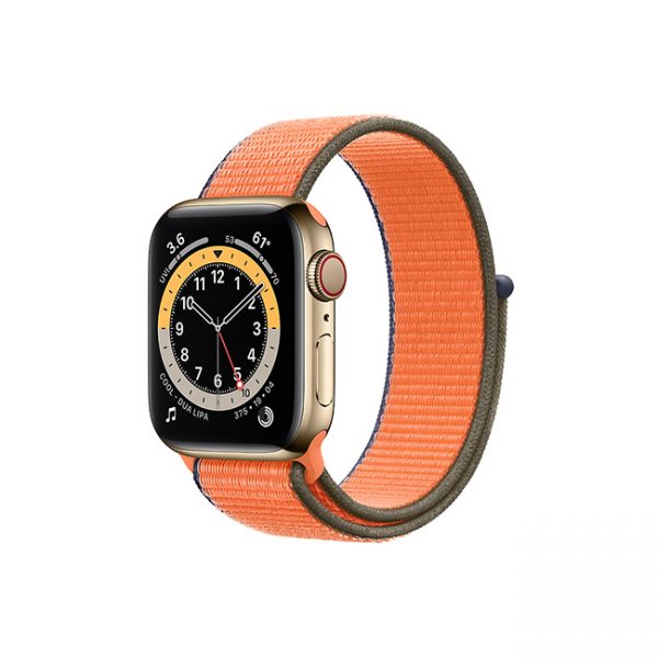 Apple-Watch-Series-6-42MM-Gold-Stainless-Steel-GPS-+-Cellular---Sport-Loop-Kumquat