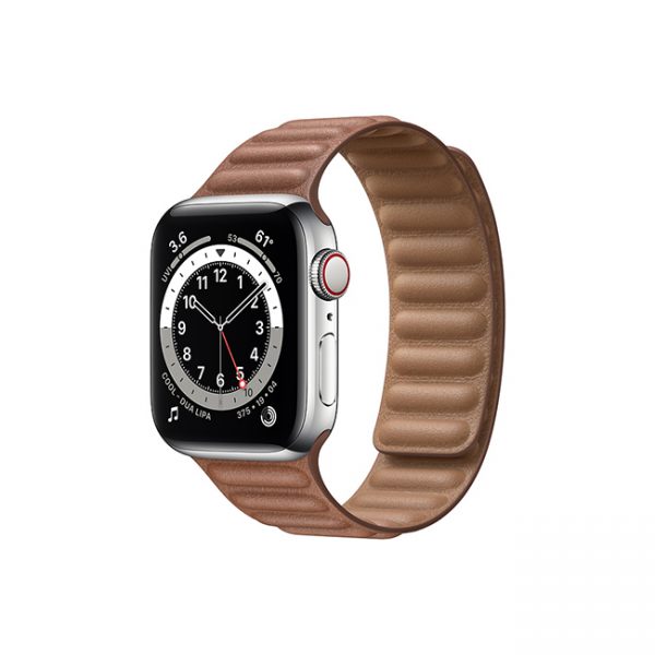 Apple-Watch-Series-6-42MM-Silver-Stainless-Steel-GPS-+-Cellular---Leather-Link-saddle-brown