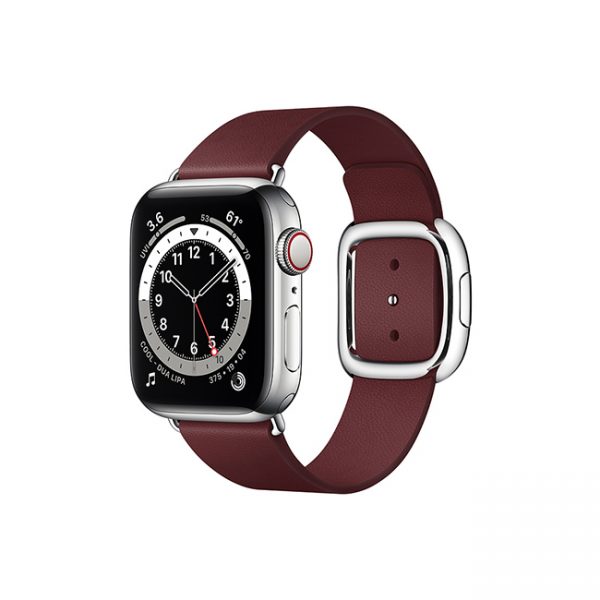 Apple-Watch-Series-6-42MM-Silver-Stainless-Steel-GPS-+-Cellular---Modern-Buckle-Garnet