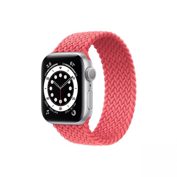Apple-Watch-Series-6-42mm-Silver-Aluminum-GPS---Braided-Solo-Loop-Pink-Punch
