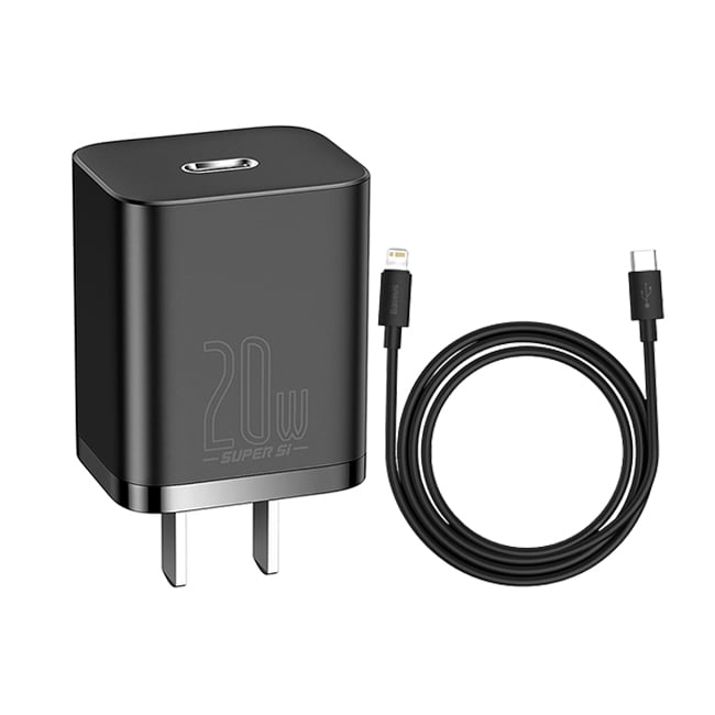 Baseus Super Si 1C 20W US Quick Charger with Type-C to Lightning Cable