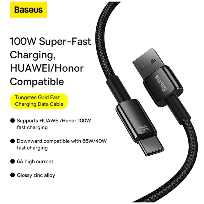 Baseus Tungsten Gold 100W Fast Charging USB to Type-C Cable - Mobile Phone  Prices in Sri Lanka - Life Mobile