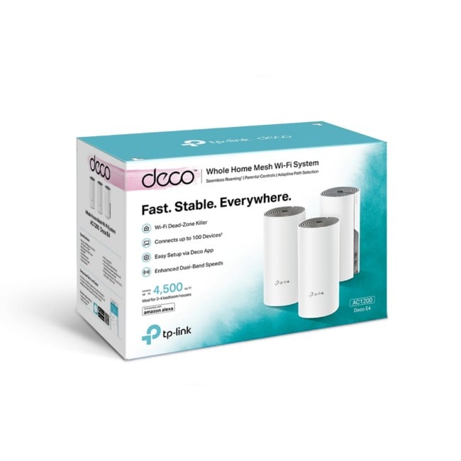 Tp-Link Deco E4 | AC1200 Whole Home Mesh Wi-Fi System - 3 Pack