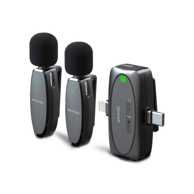 Porodo Dual Connector Lavalier Microphone Dual Mic