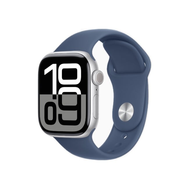 Apple Watch Series 10 46MM Silver Aluminum GPS – Denim Sport Band