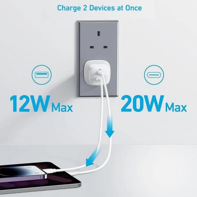 Anker B2331K21 323 33W Charger With 310 Type-C to Lightning Cable Bundle
