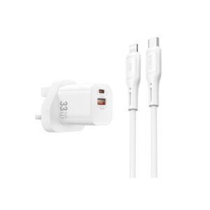 WiWU WI-G018 Cube 33w A+C UK Fast Charger Combo with Type-C to Lightning Cable