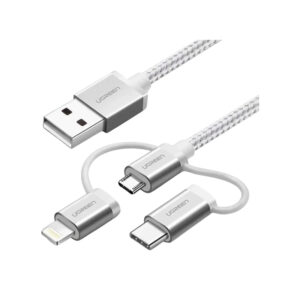 UGREEN 50203 3 in 1 1.5M Universal Braided Cable (MFi Certified)