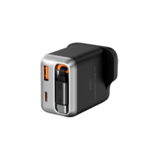 WiWU WI-G029 Helix Series 35W PD+QC GAN Fast Charger With Built-In Type-C Retractable 70CM Cable