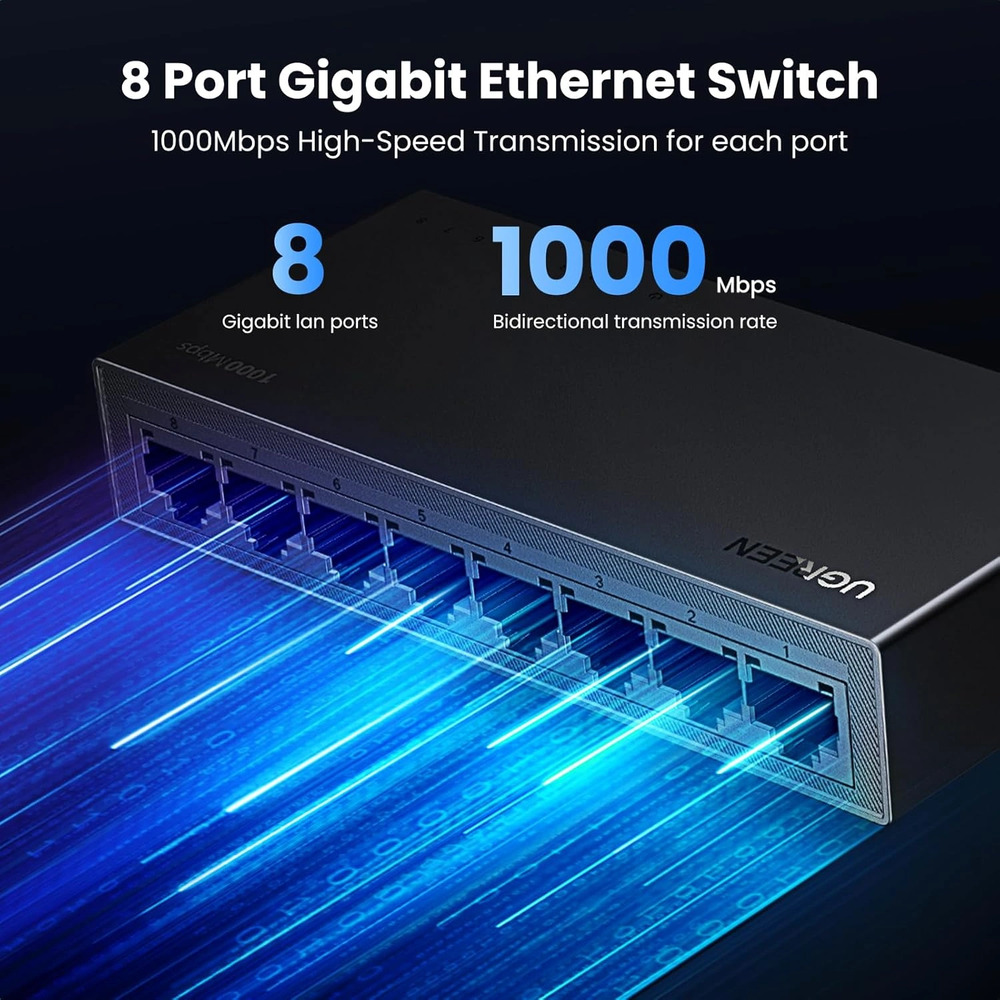 UGREEN 35499UK 8-Port Gigabit Ethernet Switch PC+ABS Housing - Image 3