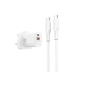 WiWU WI-G018 Cube 33w A+C UK Fast Charger Combo with Type-C to Type-C Cable