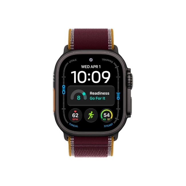 Apple Watch Ultra 4 49MM Black Titanium GPS + Cellular – Burgundy Trail Loop Band - Image 2
