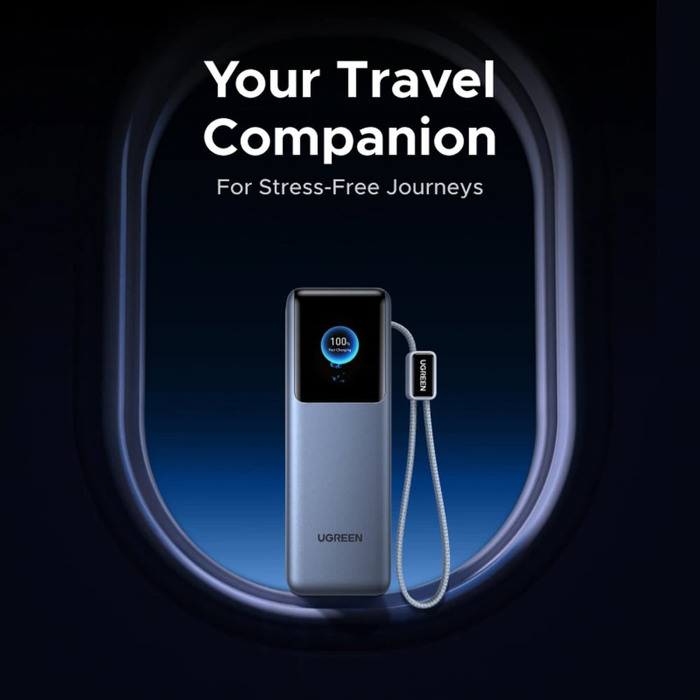 UGREEN 75702B 200W 25000mAh Smart Display Power Bank with Built-in and Retractable Cables - Image 5